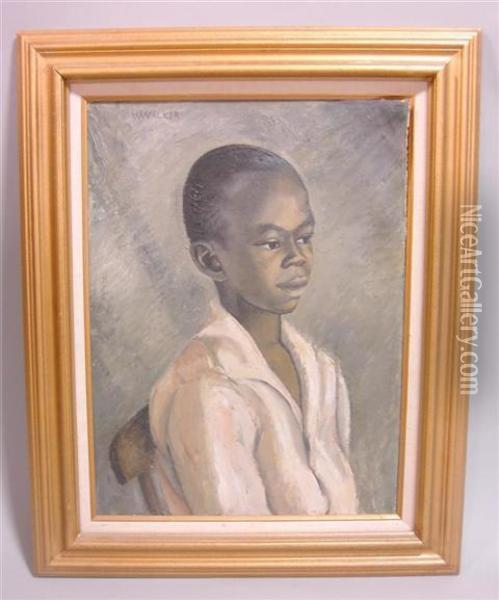 Portrait Ofafrican American Boy Oil Painting - William Aiken Walker
