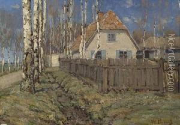 Village Oil Painting - Wilhelm C. Purvitis
