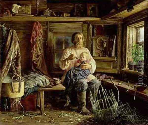 The Blind Husband Oil Painting - Vasili Maksimovich Maksimov
