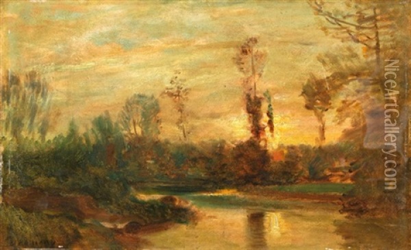 Teichlandschaft Oil Painting - Charles Francois Daubigny