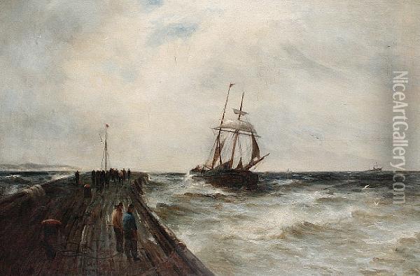 Coming Into The Quay Oil Painting - Gustave de Breanski