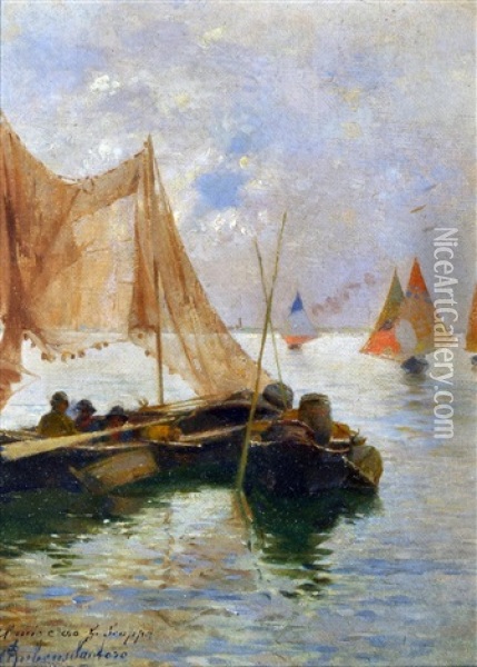 Venezia Olio Su Tela Oil Painting - Rubens Santoro