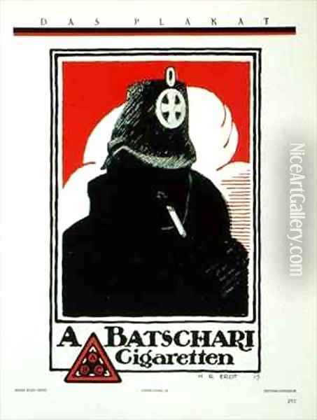 Advertisement for A Batschari Cigarettes from Das Plakat Oil Painting - Hans Rudi Erdt