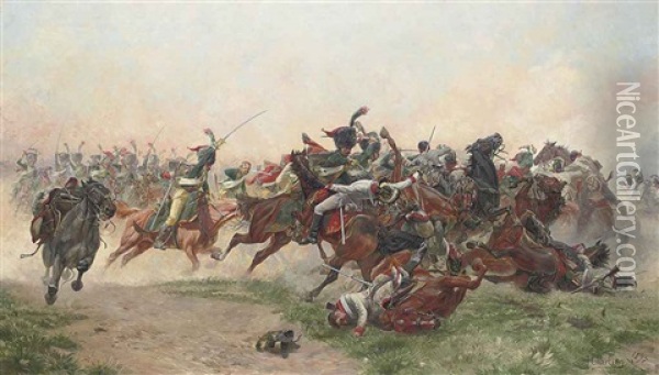 Battle Of Wagram Oil Painting - Henri-Georges-Jacques Chartier