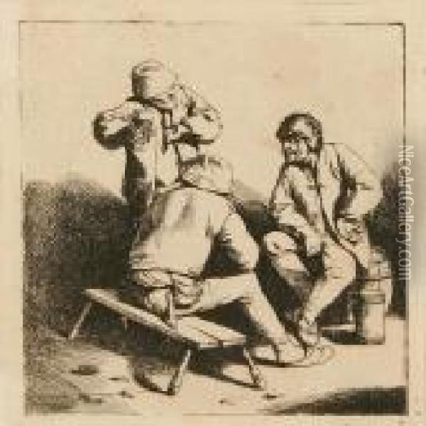 The Three Drinkers Oil Painting - Cornelis (Pietersz.) Bega