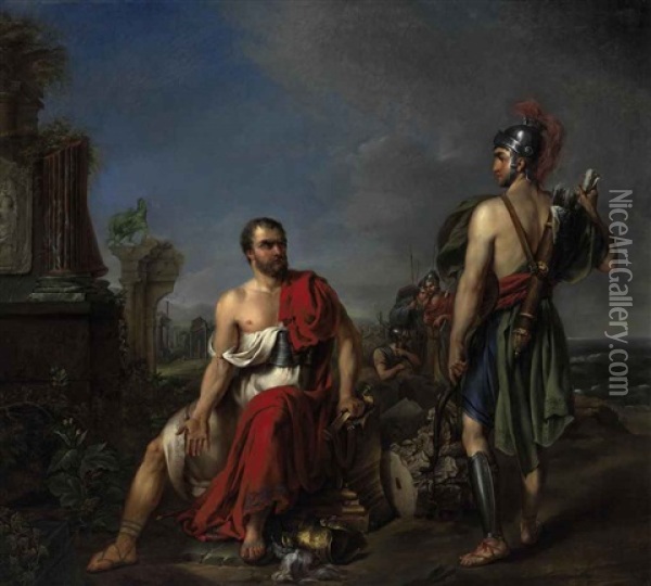 Gaius Marius Sitting Among The Ruins Of Carthage Oil Painting - Josef Kremer