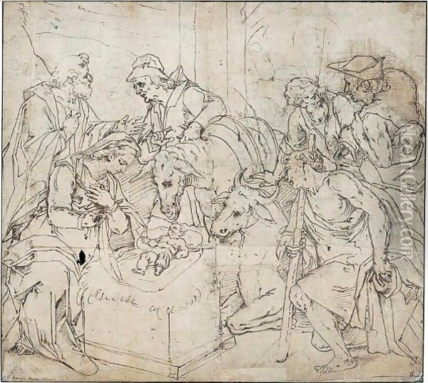 The Adoration Of The Shepherds Oil Painting - Giovanni Battista (Il Malosso) Trotti