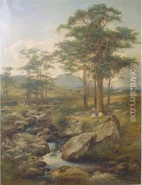 A View Of Mount Tryfan, Wales, From The Valley Of The Llugwy River Oil Painting - David Bates
