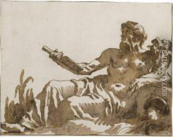 An Allegorical Personification Of The Nile Oil Painting - Giovanni Domenico Tiepolo