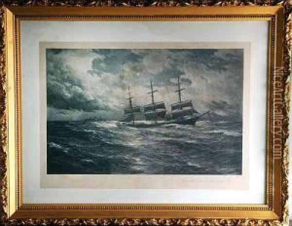 Ships That Pass In The Night Oil Painting - Hugo Schnars-Alquist