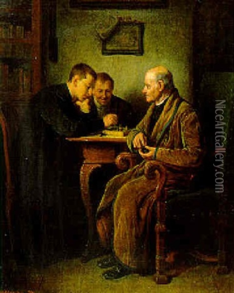 Schachspieler Oil Painting - Friedrich Ritter von Malheim Friedlaender