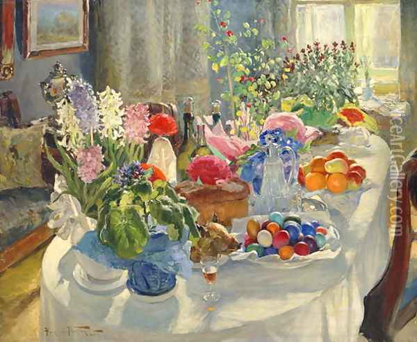 Easter Table Oil Painting - Aleksandr Vladimirovich Makovsky