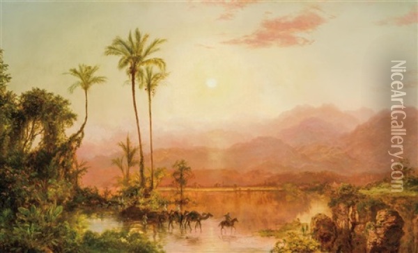 Tropical Scene Oil Painting - Louis Remy Mignot