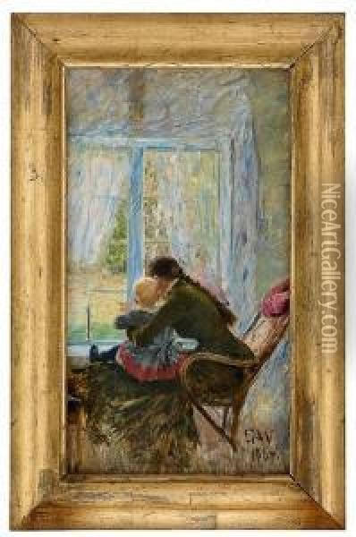 You And Baby1884 Oil Painting - Erik Werenskiold