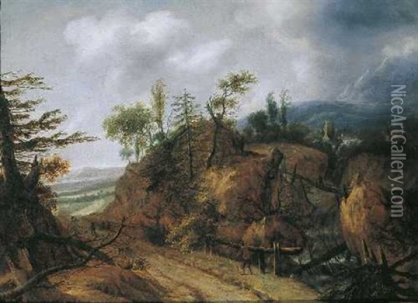 Gebirgslandschaft Mit Wasserfall Oil Painting - Allaert van Everdingen