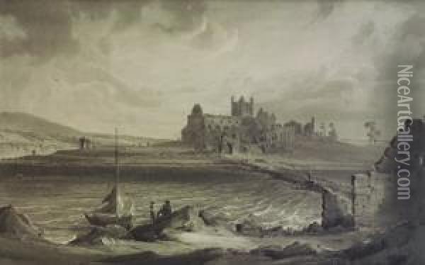 Dunbroady Abbey, Co Wexford, From The South West Oil Painting - Charles Vallancey Pratt