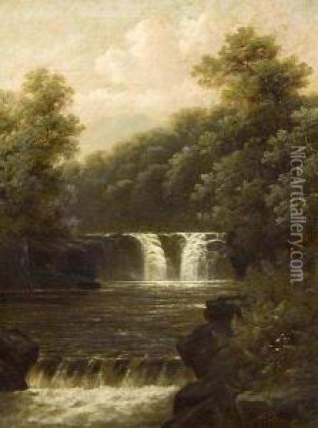 Woodland Waterfalls Oil Painting - Daniel H. Winder