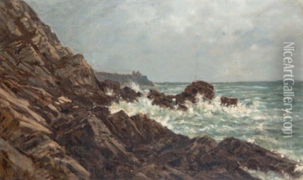 Rochers Sur Un Littoral Breton, Probablement Pres De Pont-aven Oil Painting - Auguste Paul Charles Anastasi