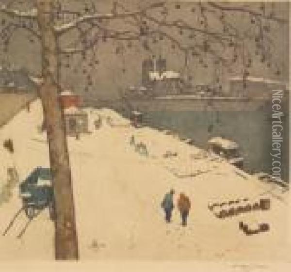 Winter Along The Seine Oil Painting - Tavik Frantisek Simon
