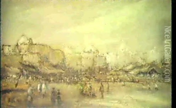 Ansicht Von Konstantinopel Mit Reicher Figurenstaffage Oil Painting - Edouard-Jacques Dufeu