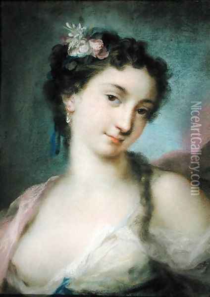 Portrait of a Lady as Flora Oil Painting - Rosalba Carriera