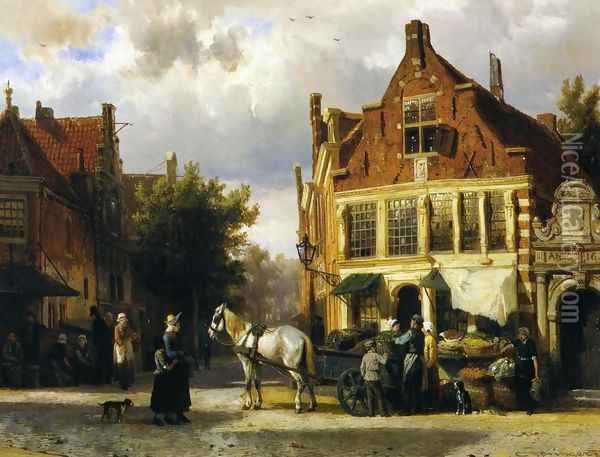 The Corner of Westerstraat and Tabakstraat in Enkhuizen Oil Painting - Cornelis Springer
