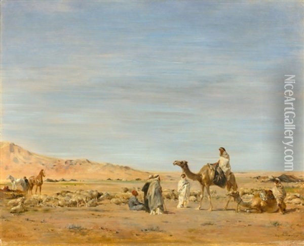 Campement Dans Le Sahara Oil Painting - Eugene Fromentin