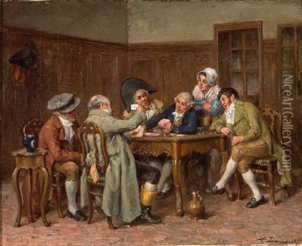 Interieur Mit Kartenspielern Im Habit Um 1780 Oil Painting - Leon Marie Constant Dansaert