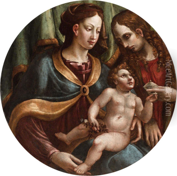 Madonna Col Bambino E Santa Maria Maddalena Oil Painting - Marco Bigio