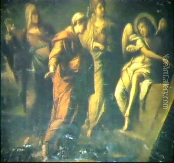 Die Drei Marien Am Grab Christi Oil Painting - Annibale Carracci