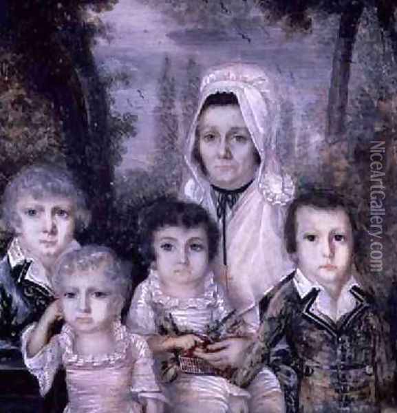 Wife of Charles Collot and Four of her Children Oil Painting - Lafrance