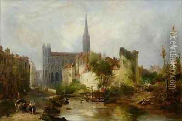 View of the Church of St Peter Caen Oil Painting - William Fowler