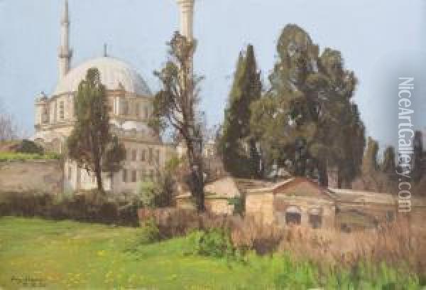 La Mosquee D'eyup, Istanbul Oil Painting - Georg Macco