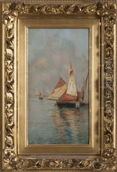Sailboats Moored At Venice Oil Painting - Anna Richards Brewster
