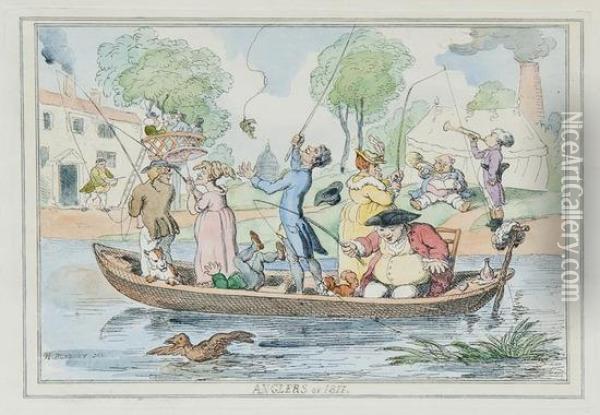 Anglers Oil Painting - Henry William Bunbury