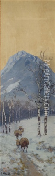 Winter Travelers Oil Painting - Shinzo Kawai