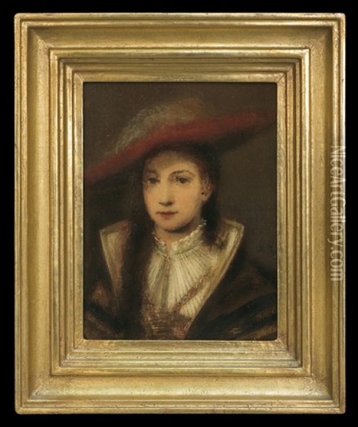 Portrait Of Lady In Hat Oil Painting - Max Todt
