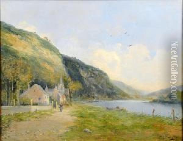 La Meuse A Tailfer Oil Painting - Frans Vandiest