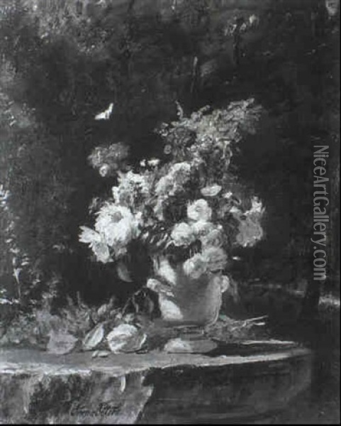 Sommerblumenstraus Aus Rosen, Margariten, Ginster U.a. Oil Painting - Anna Peters