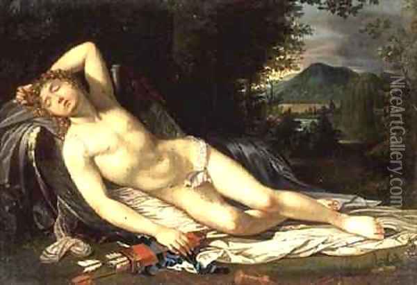 Cupid Reclining Oil Painting - Fabre, Francois Xavier