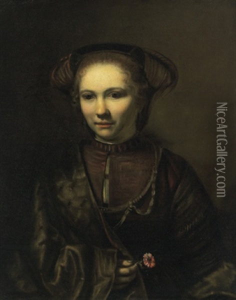 Bildnis Eines Madchens Mit Einer Nelke Oil Painting -  Rembrandt van Rijn