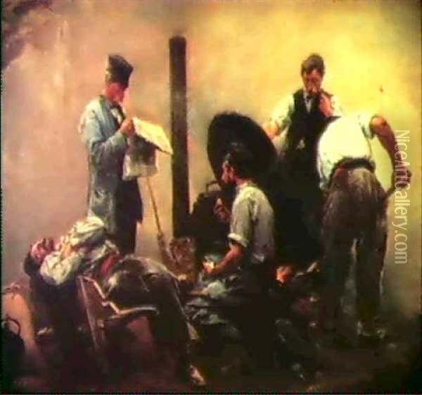 Workers At Noontime Oil Painting - Louis Robert Carrier-Belleuse