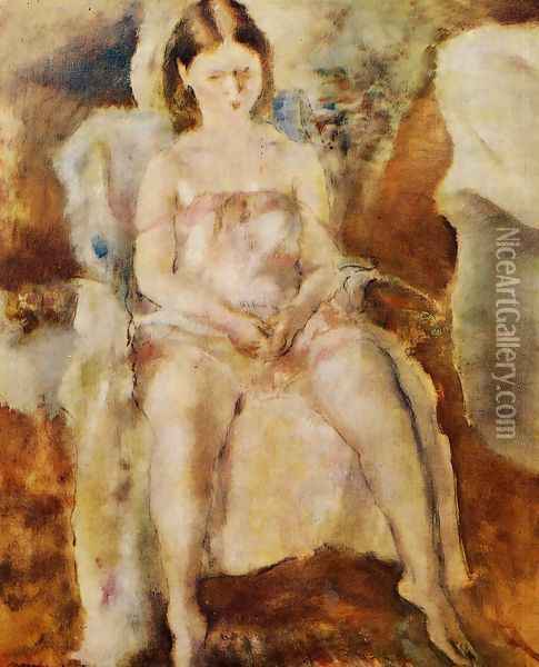 Seated Young Girl III Oil Painting - Jules Pascin