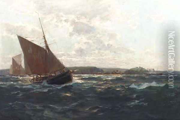 Fisherboote vor der englischen Kanalkutste Oil Painting - Erwin Carl Wilhelm Gunther