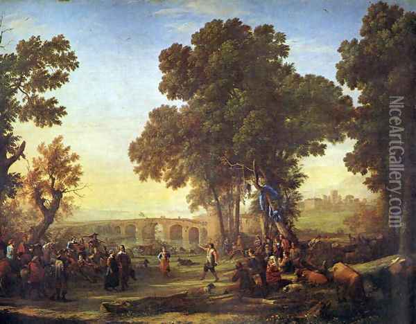 The village party Oil Painting - Claude Lorrain (Gellee)