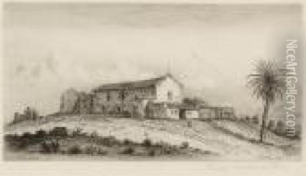 View Of San Diego Mission, 
California, Pl. 1, From Etchings Of The Franciscan Missions Of 
California Oil Painting - Henry Chapman Ford