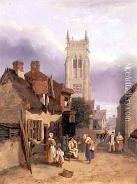 Cromer Church Norfolk Oil Painting - Henry Ninham