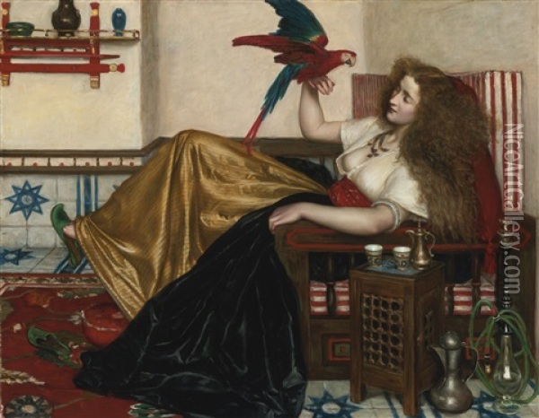 The Lady Of The Tooti-nameh Or The Legend Of The Parrot Oil Painting - Valentine Cameron Prinsep
