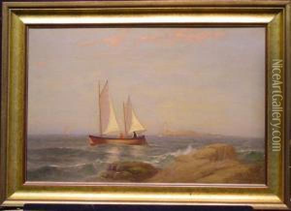 Boating Off Faulkner's Light Oil Painting - Warren W. Sheppard