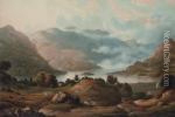 Ullswater, Lake District From Gowbarrow Park Oil Painting - John Glover